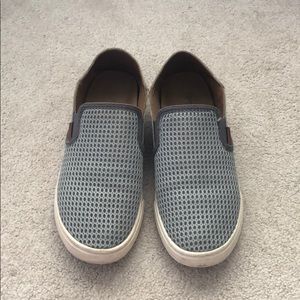 Gray slip on sneakers